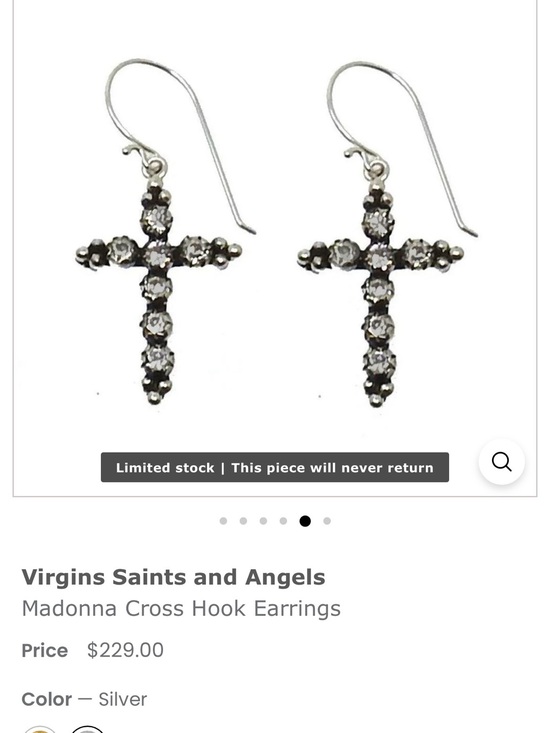 Virgins Saints & Angels Jewelry - Virgins Saints & Angels Madonna Cross Hook Earrings